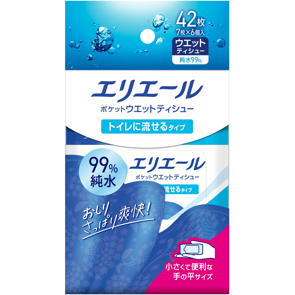 エリエールポケットウエットトイレに流せるタイプ ７枚×６Ｐ 大王製紙