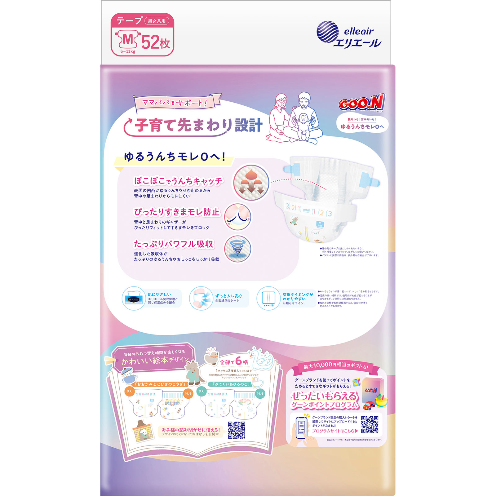 グーン　ゆるうんちモレ０へ　テープＭサイズ ５２枚 大王製紙