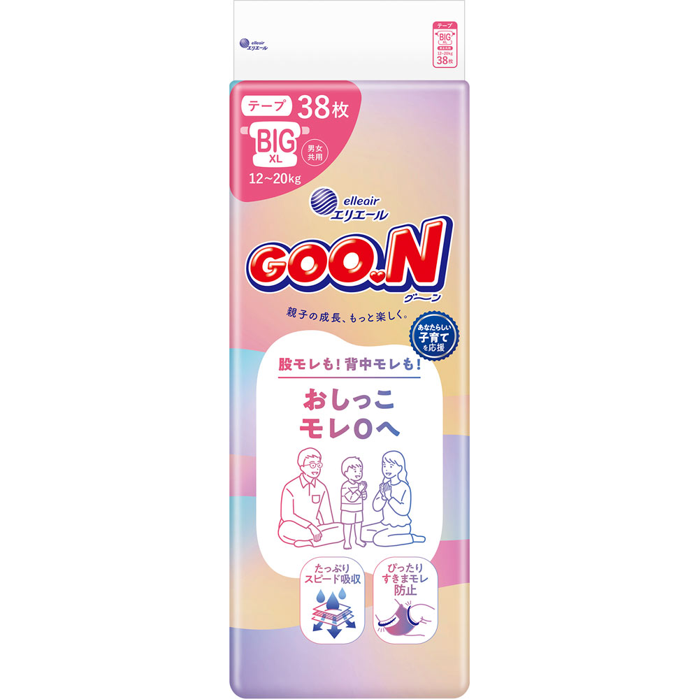 グーン　おしっこモレ０へ　テープＢＩＧサイズ ３８枚 大王製紙
