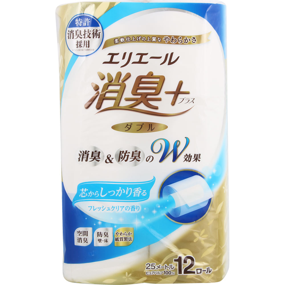 エリエール 消臭＋トイレットティシュー しっかり香るフレッシュクリアの香り（ダブル） １２Ｒ　ダブル 大王製紙