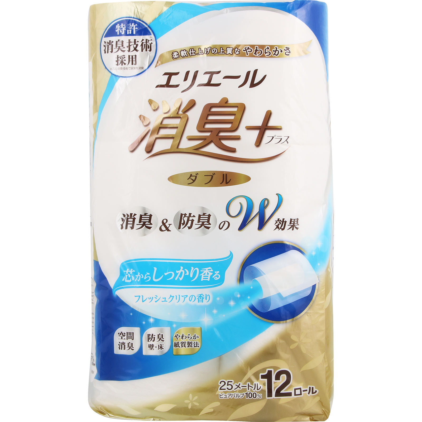 エリエール 消臭+トイレットティシュー しっかり香るフレッシュクリアの香り(ダブル) 12R ダブル 大王製紙