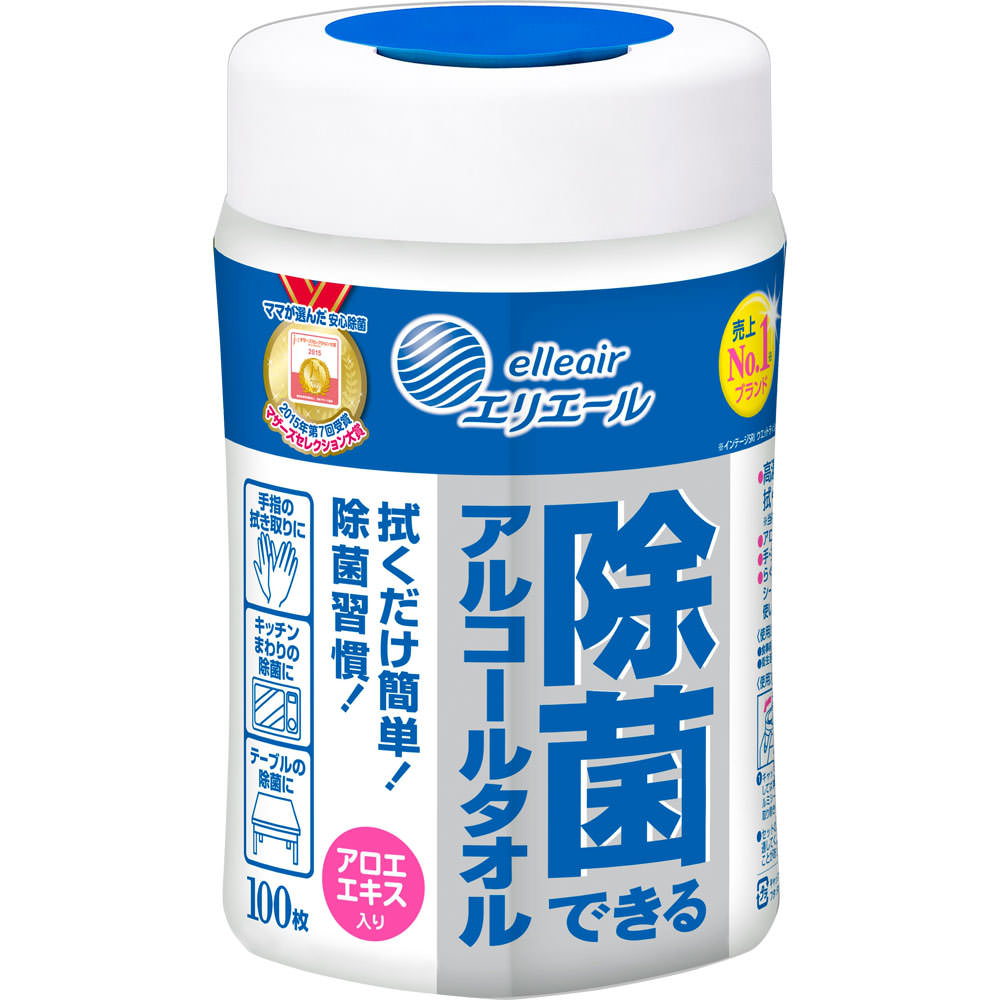 エリエール除菌できるアルコールタオル本体 １００枚ボトル本体 大王製紙