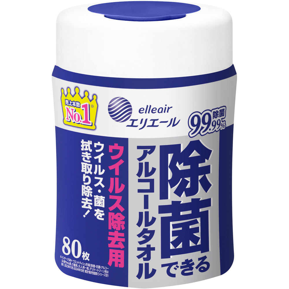 エリエール除菌できるアルコールタオルウイルス除去用本体 ８０枚ボトル本体 大王製紙