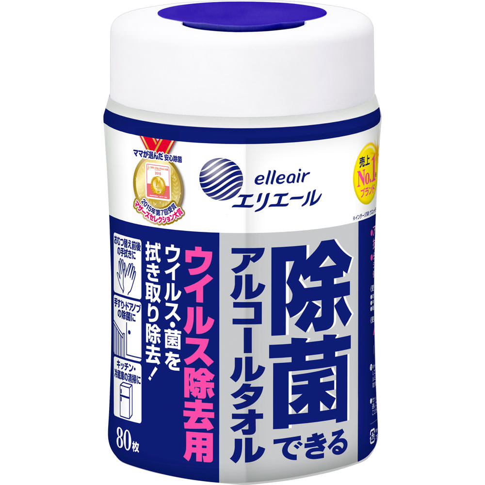 エリエール除菌できるアルコールタオルウイルス除去用本体 ８０枚ボトル本体 大王製紙