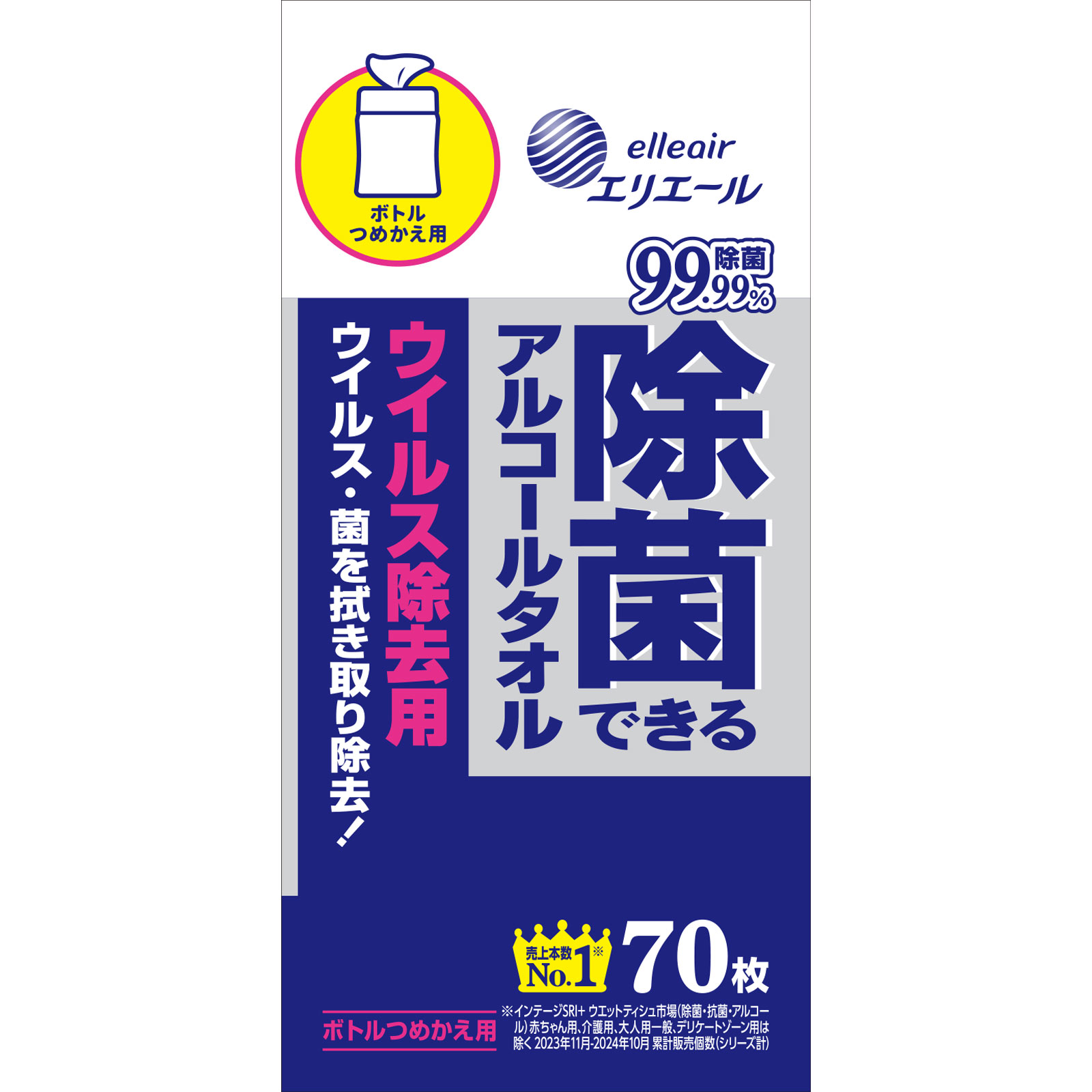 エリエール 除菌できるアルコールタオル ウイルス除去用つめかえ用