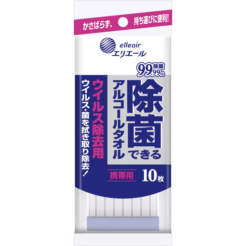 エリエール 除菌できるアルコールタオル ウイルス除去用携帯用 １０枚 大王製紙