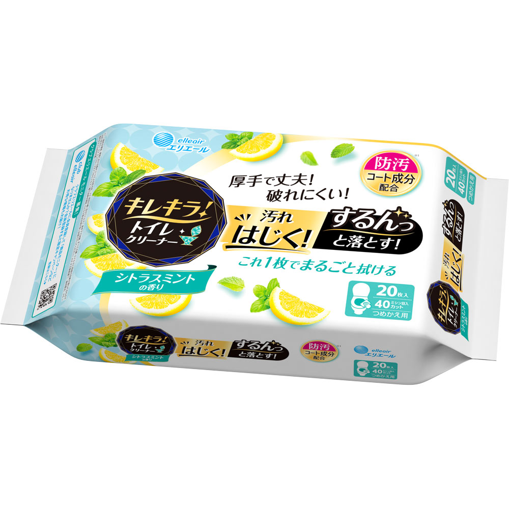 キレキラ！ トイレクリーナー １枚で徹底おそうじシート シトラスミント つめかえ用 １０枚×２Ｐ 大王製紙