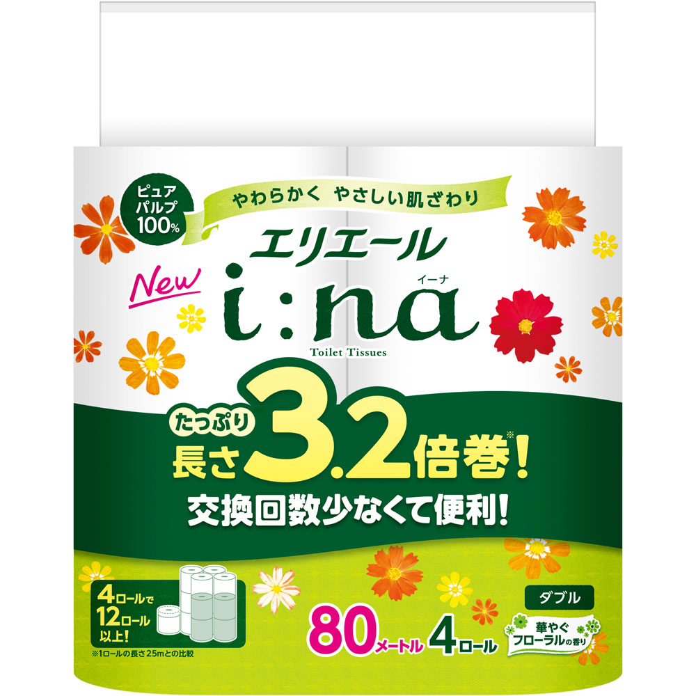 エリエール イーナトイレットダブル ３．２倍巻き ８０ｍ４Ｒ 大王製紙