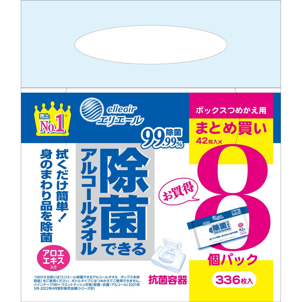 エリエール　除菌できるアルコール　ボックス替 ４２枚ｘ８Ｐ【替え】 大王製紙