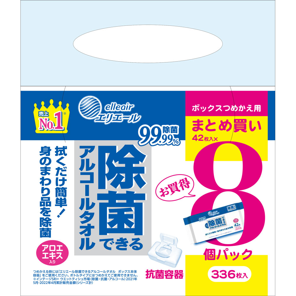 大王製紙 エリエール　除菌できるアルコール　ボックス替 ４２枚ｘ８Ｐ【替え】