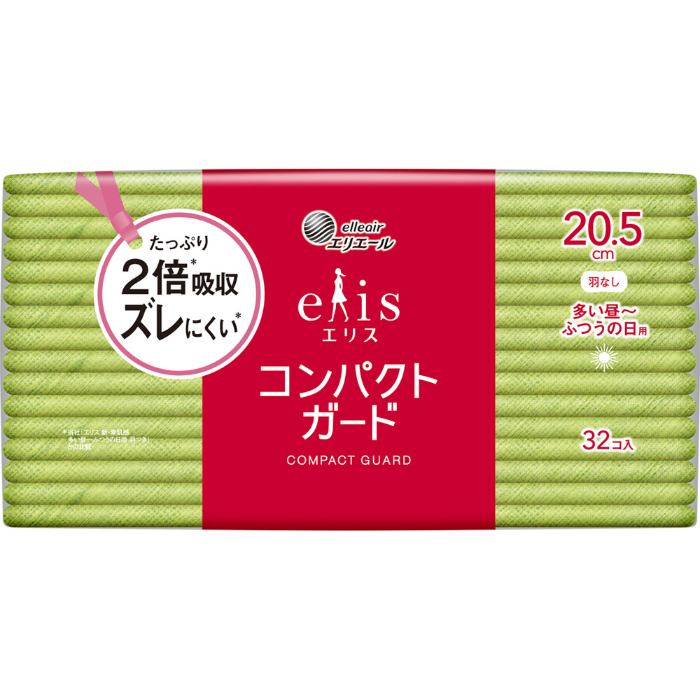エリス コンパクトガード（多昼～ふつうの日用）羽なし ３２枚 大王製紙 (医薬部外品)