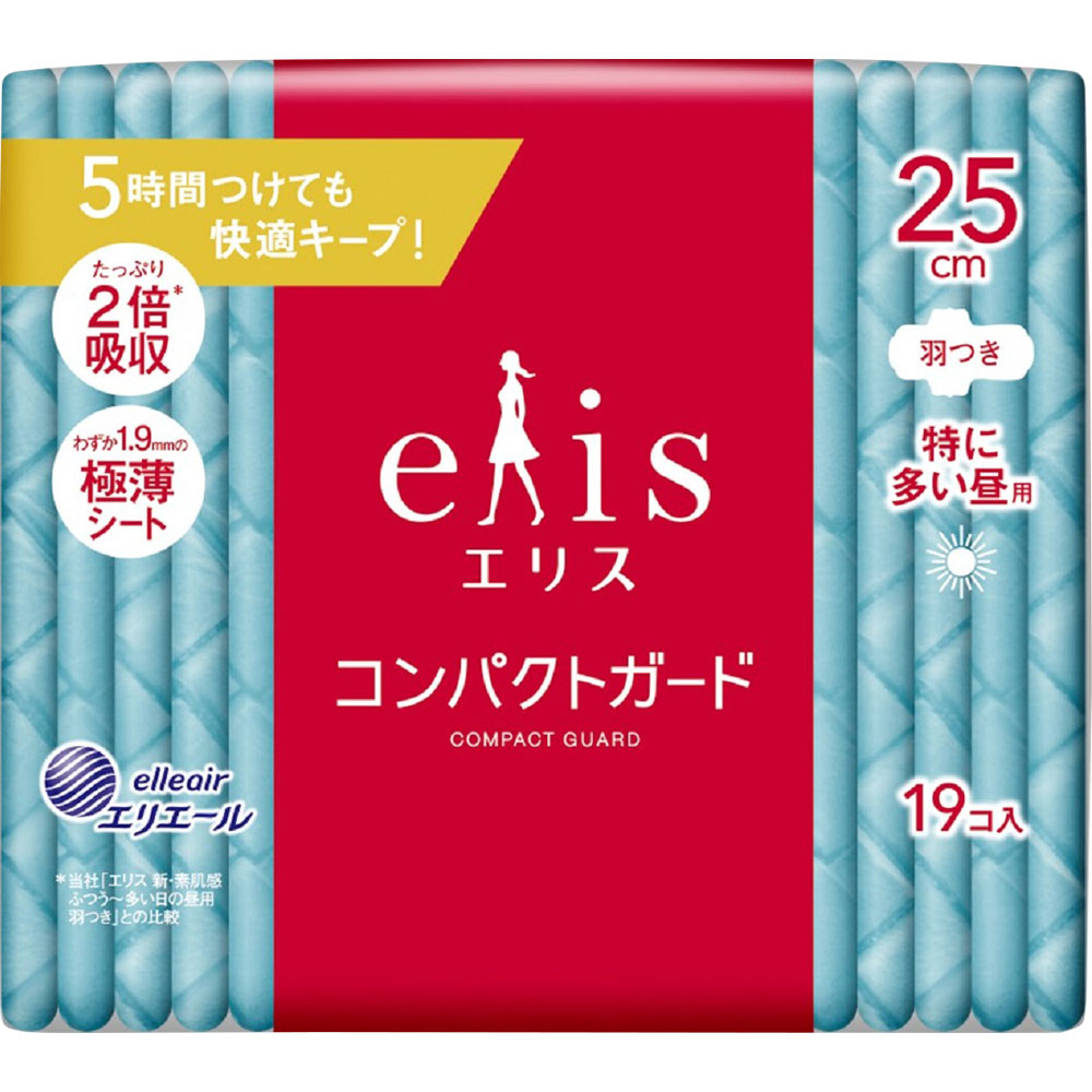 エリス コンパクトガード（特に多い昼用）羽つき １９枚 大王製紙 (医薬部外品)