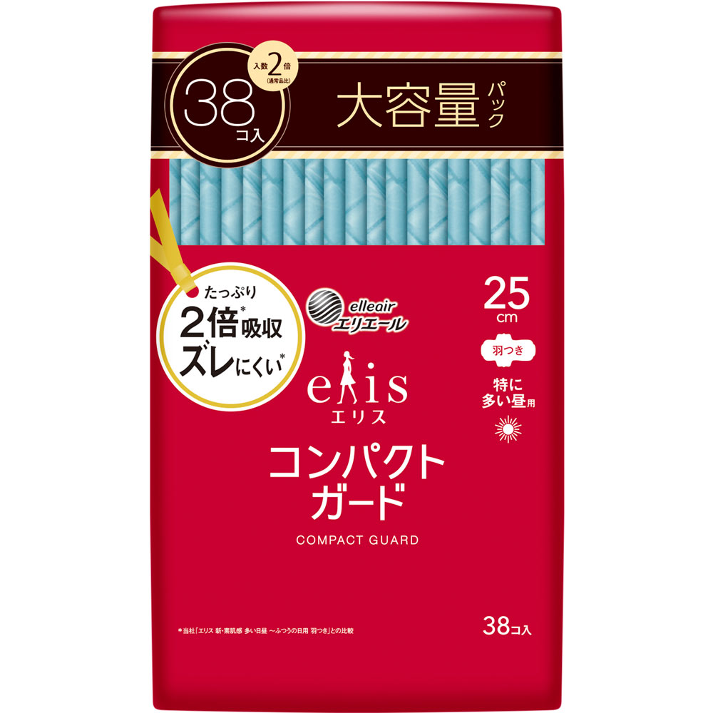 エリスコンパクトガード（特に多い昼用）羽つき ３８枚 大王製紙 (医薬部外品)