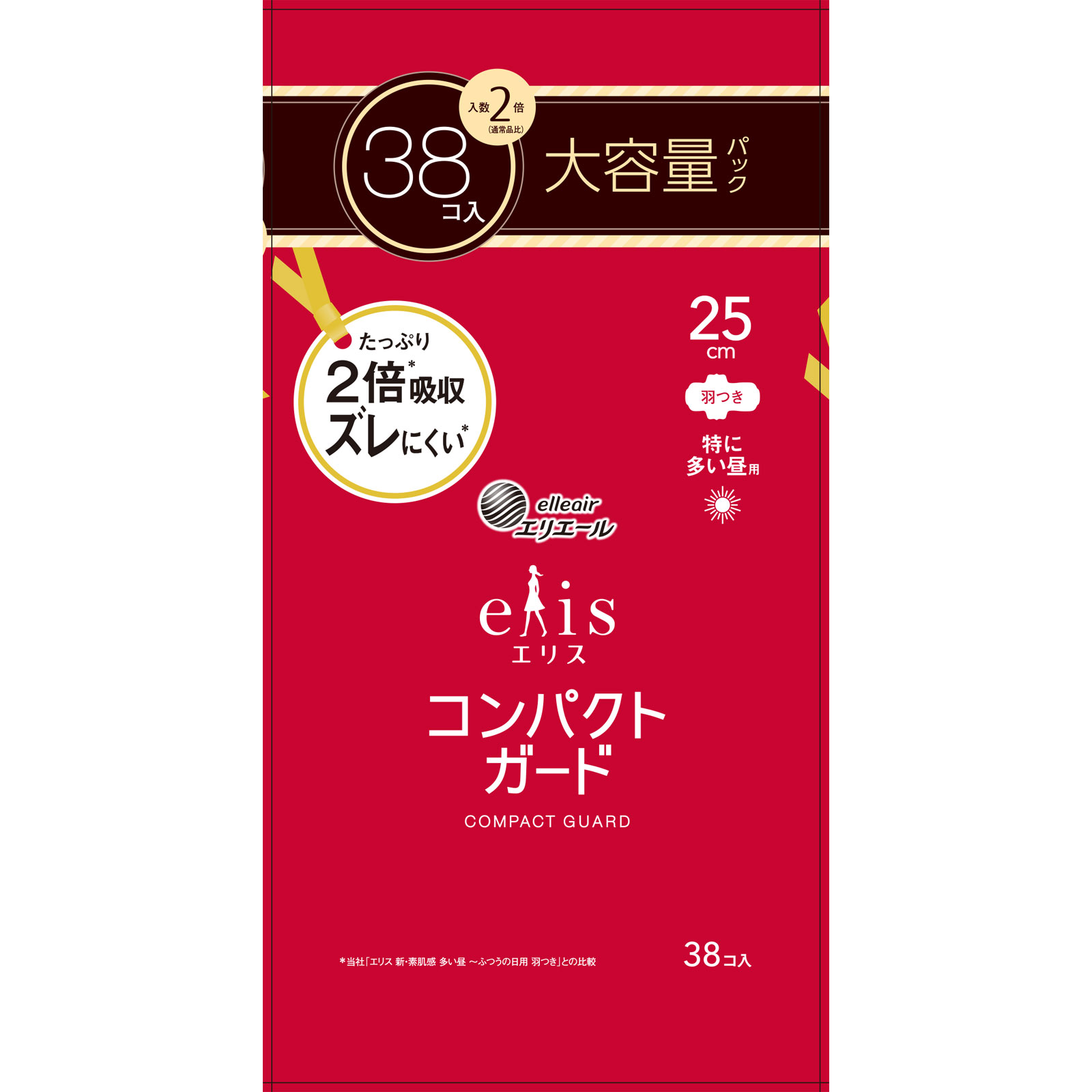 エリスコンパクトガード（特に多い昼用）羽つき ３８枚 大王製紙 (医薬部外品)
