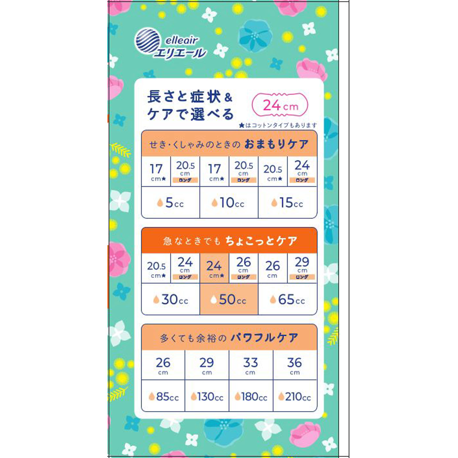 エリス ナチュラ吸水ナプキン ２４ｃｍ５０ｃｃ ２０枚 大王製紙 (医薬部外品)