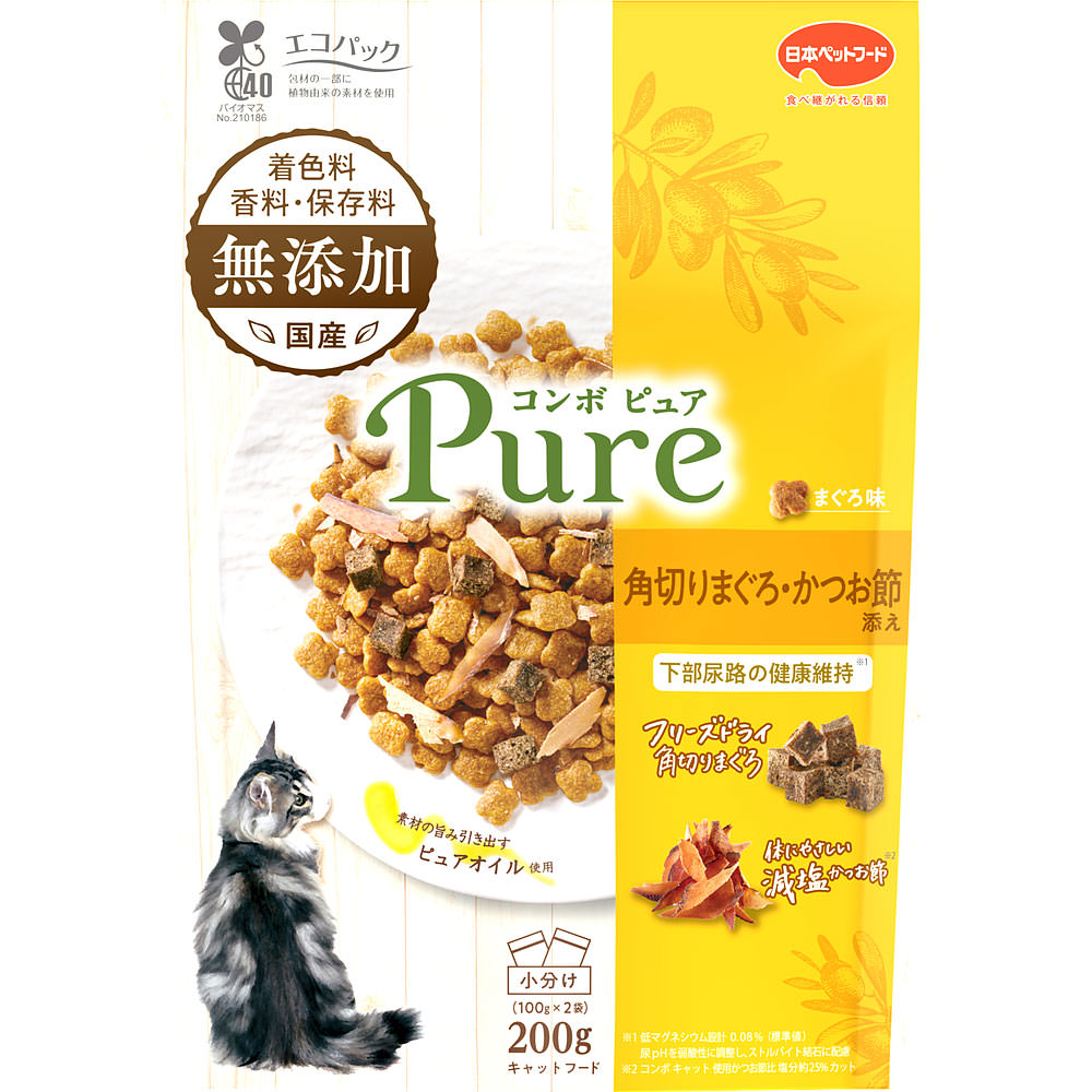コンボ　ピュア　キャット　まぐろ味・角切りまぐろ・かつお節添え ２００ｇ 日本ペットフード