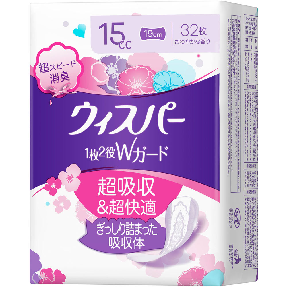 ウィスパーおりもの＆水分ケアパンティライナ１５ｃｃ ３２枚 Ｐ＆Ｇジャパン