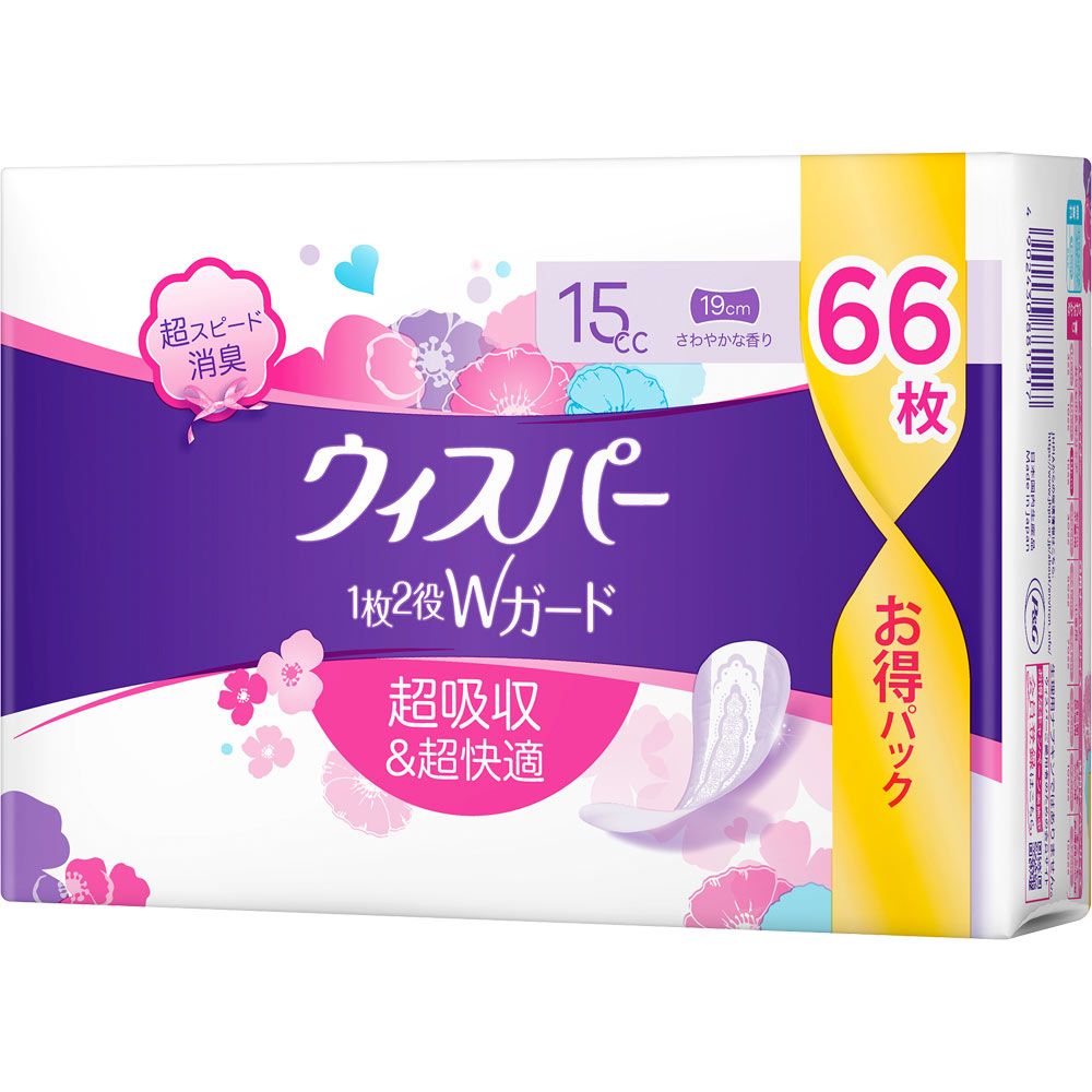 ウィスパーおりもの＆水分ケアパンティライナ１５ｃｃ ６６枚 Ｐ＆Ｇジャパン