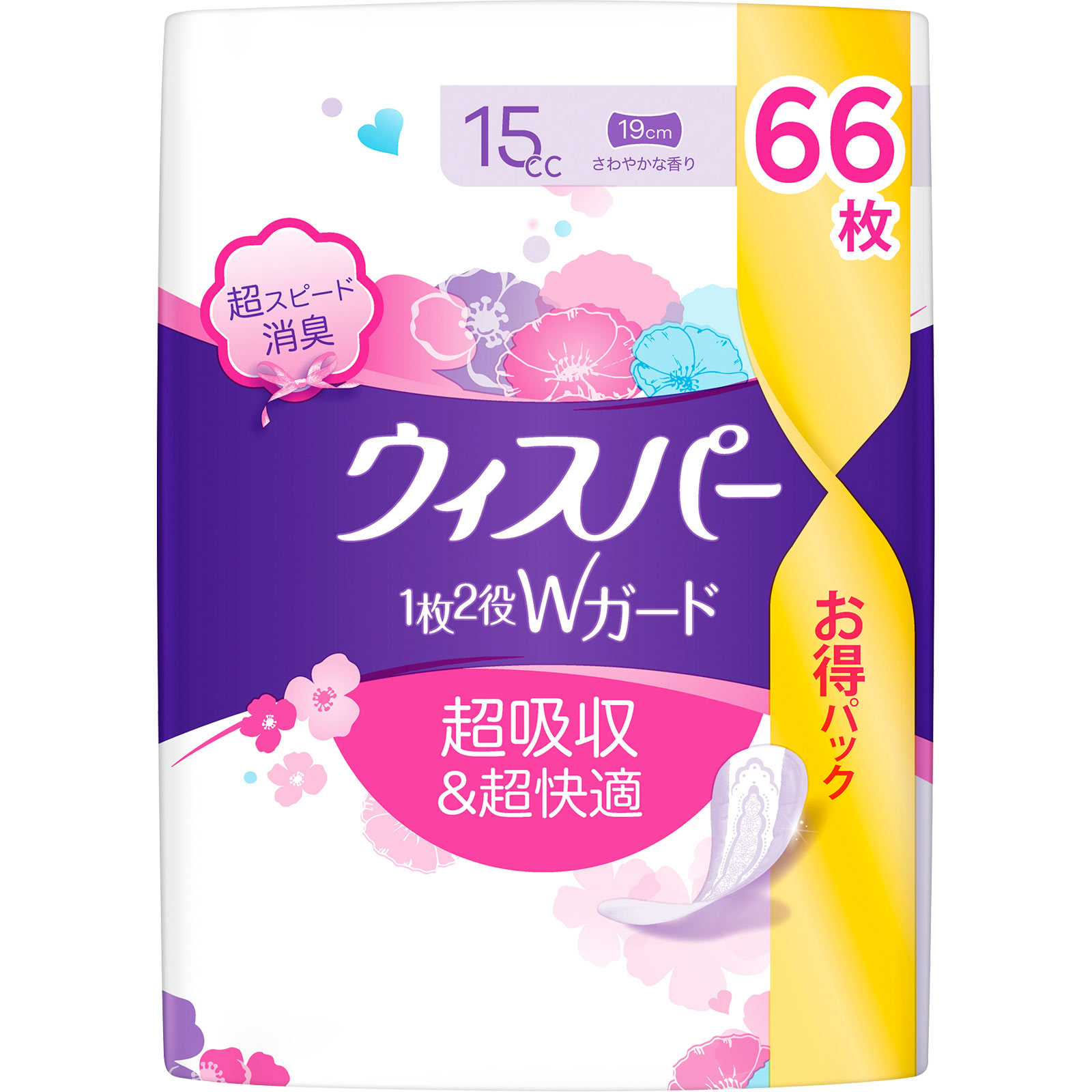 ウィスパーおりもの＆水分ケアパンティライナ１５ｃｃ ６６枚 Ｐ＆Ｇジャパン