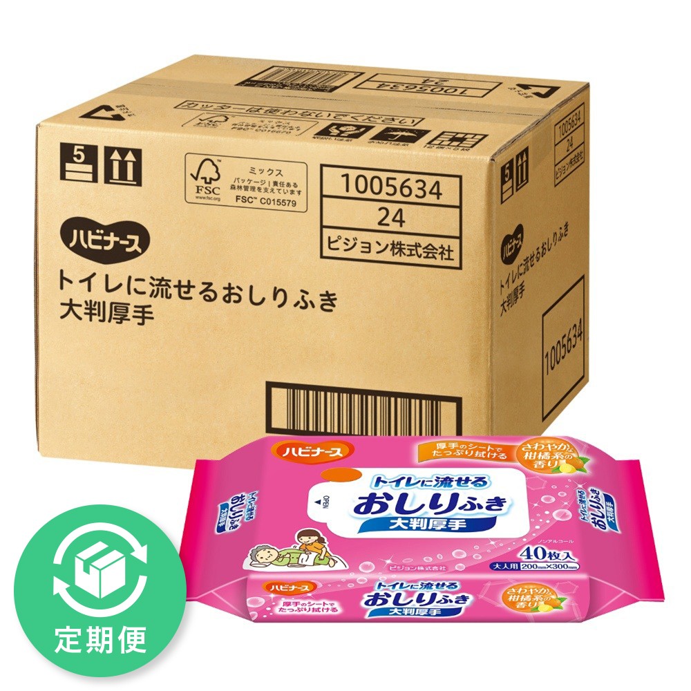 ハビナース トイレに流せるおしりふき 大判厚手ケース ４０枚ケース ピジョン