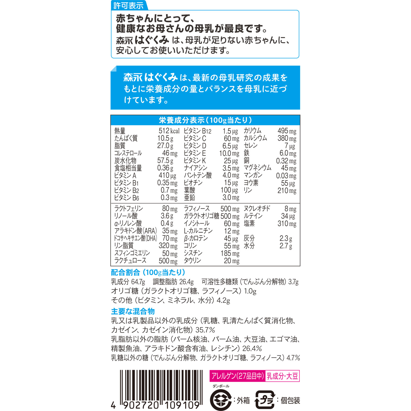 森永乳業 はぐくみ エコらくパック つめかえ用 ４００Ｇ×２袋