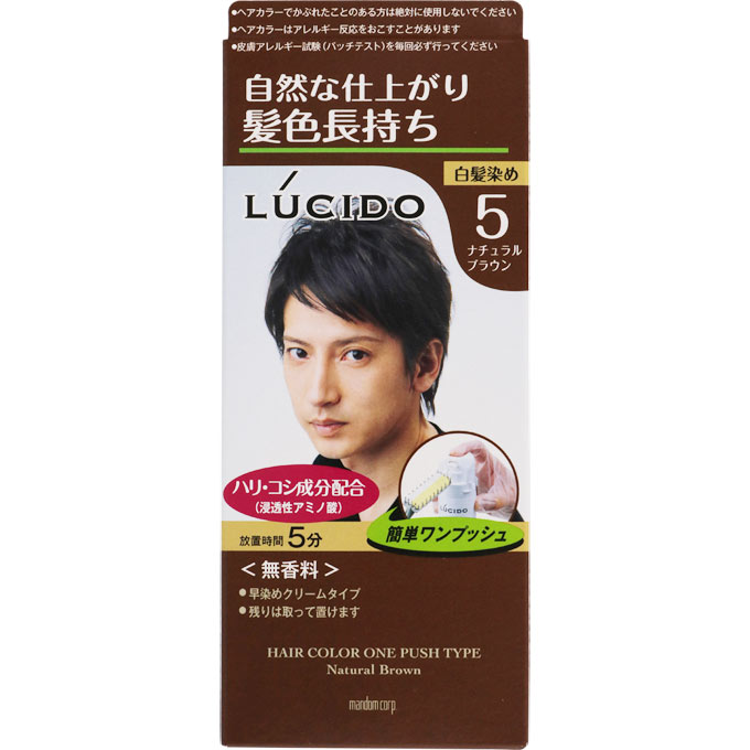 ルシード ワンプッシュケアカラー 5 ナチュラルブラウン １剤５０ｇ・２剤５０ｇ マンダム (医薬部外品)