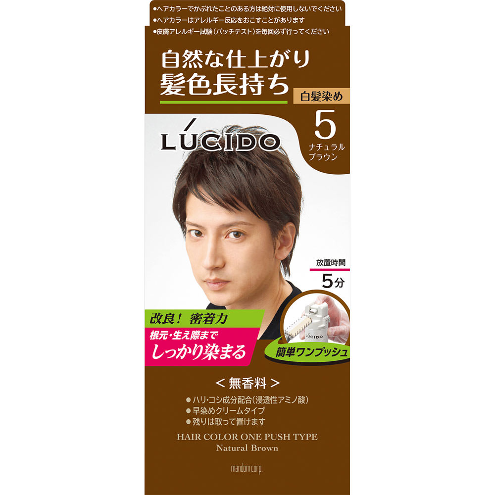 ルシード ワンプッシュケアカラー 5 ナチュラルブラウン １剤５０ｇ・２剤５０ｇ マンダム (医薬部外品)