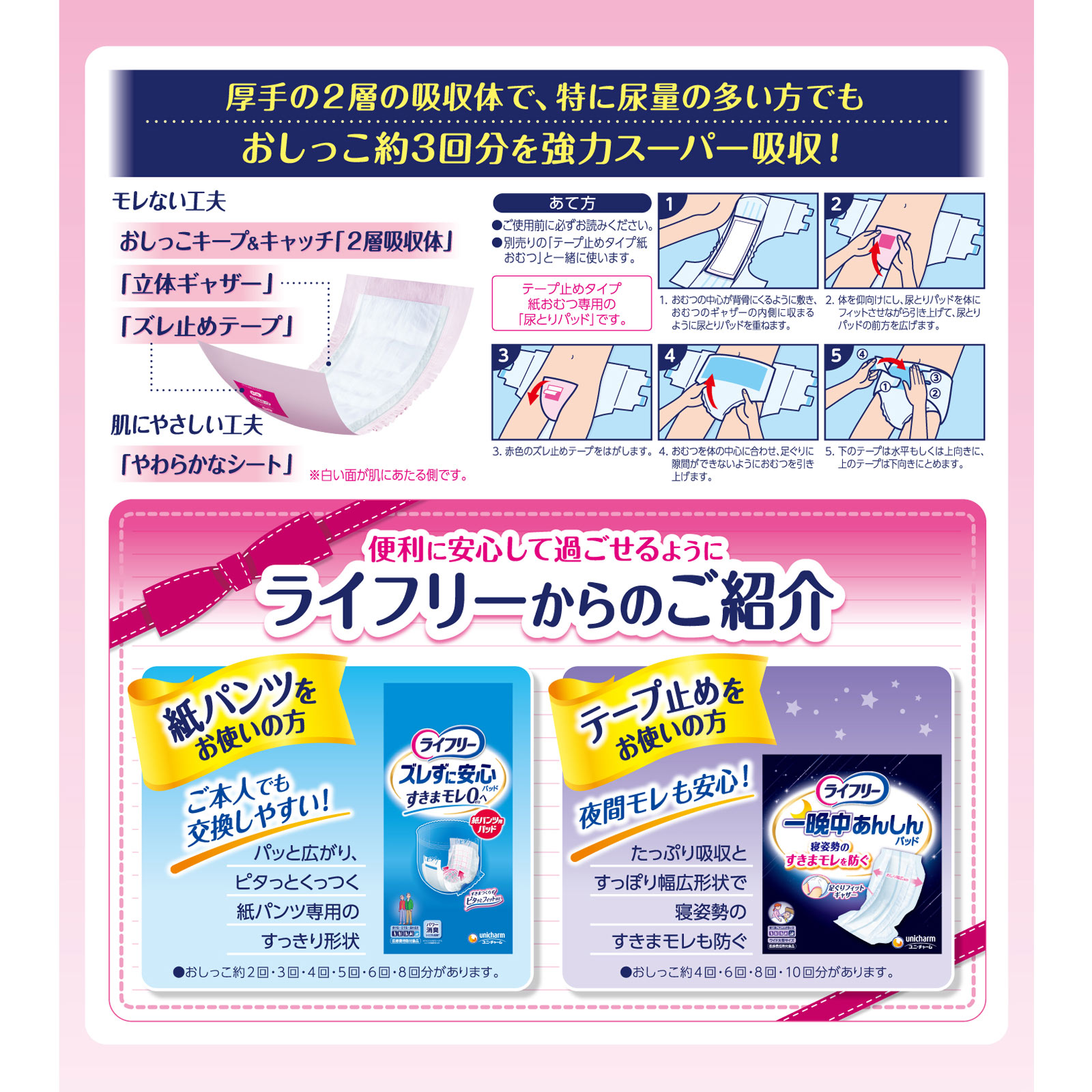 ライフリーテープ用専用尿とりパッド あんしん尿とりパッドスーパー3回