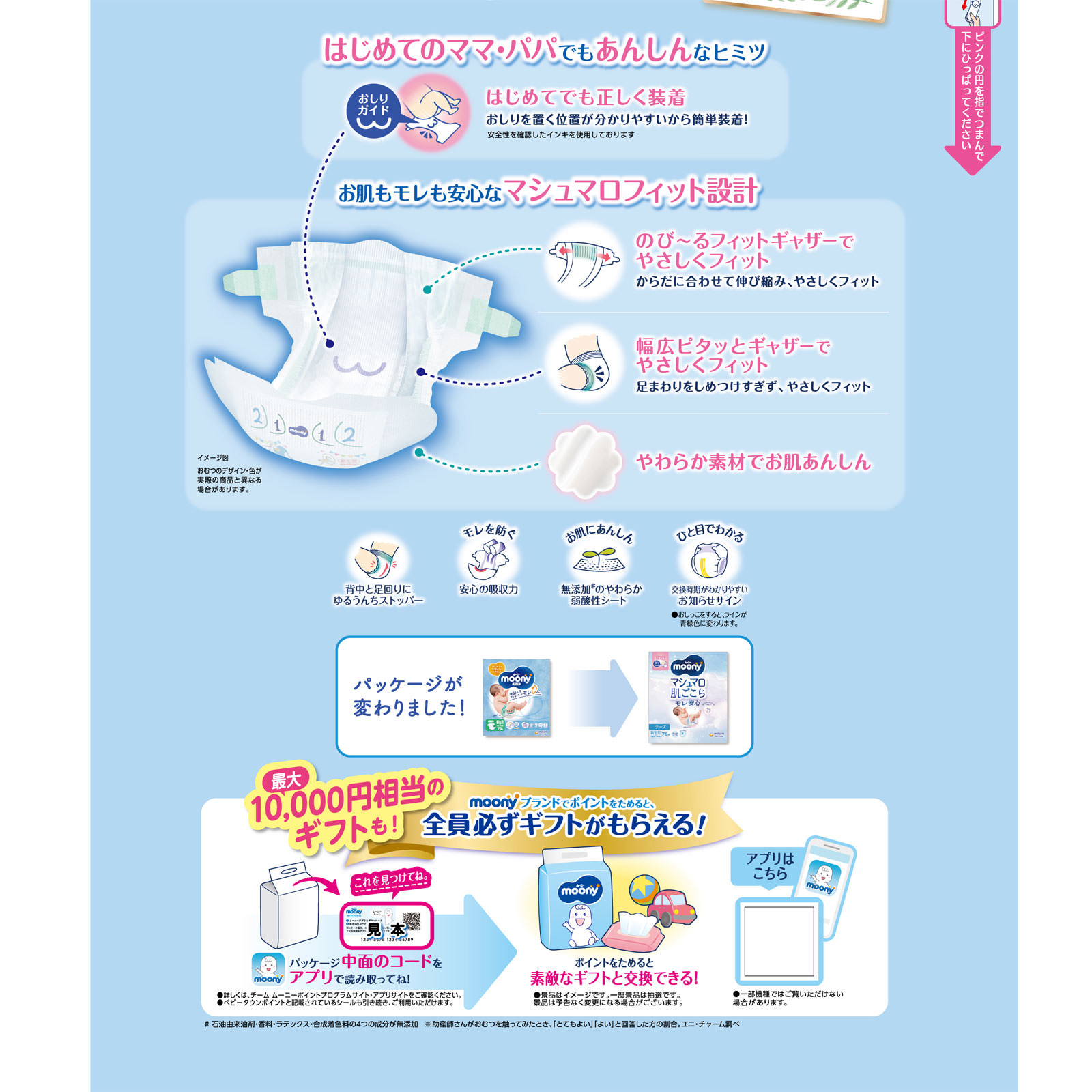テープ 新生児サイズ】ムーニー オムツ（お誕生～5000g