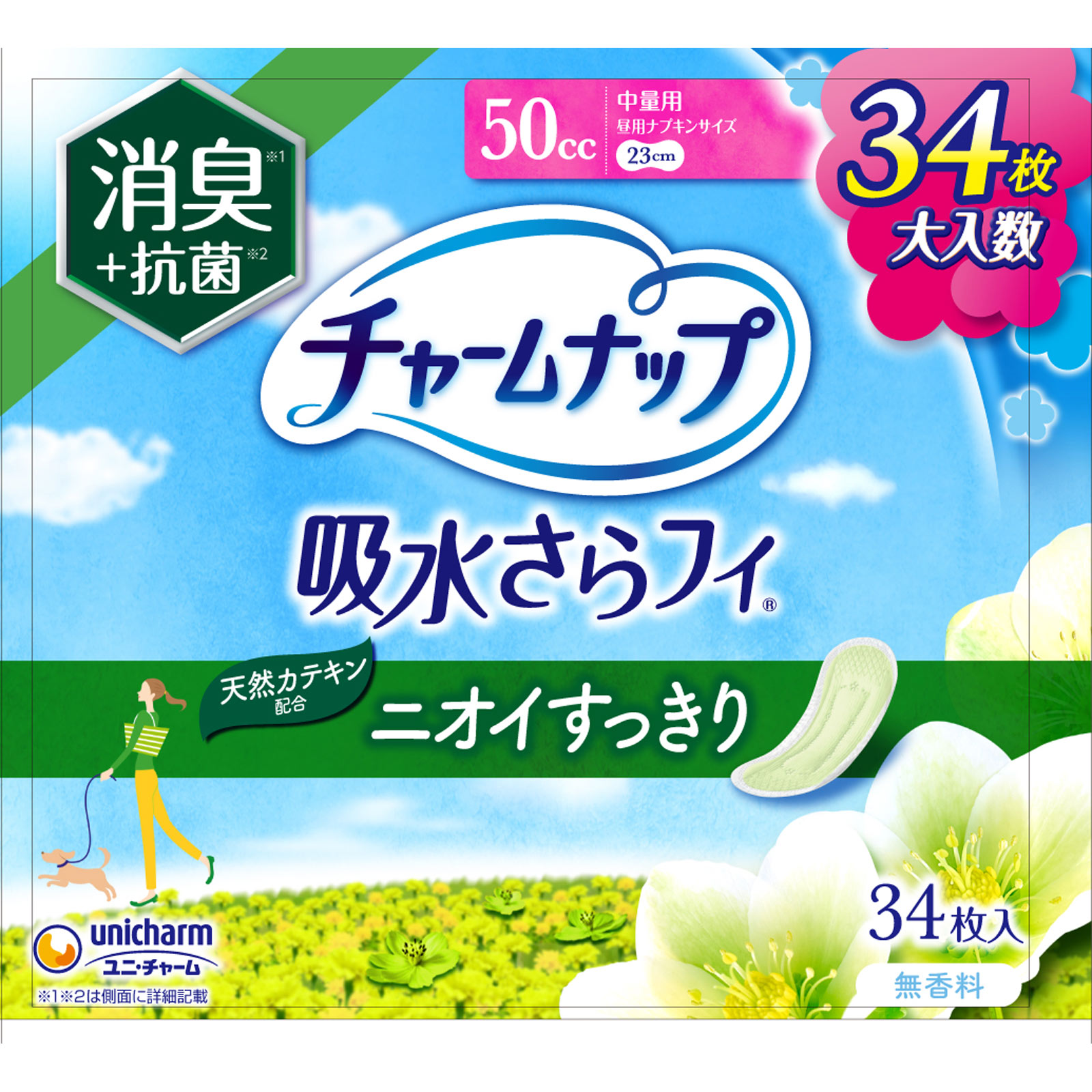 チャ-ムナップ　中量用消臭タイプ ３４枚 ユニ・チャーム