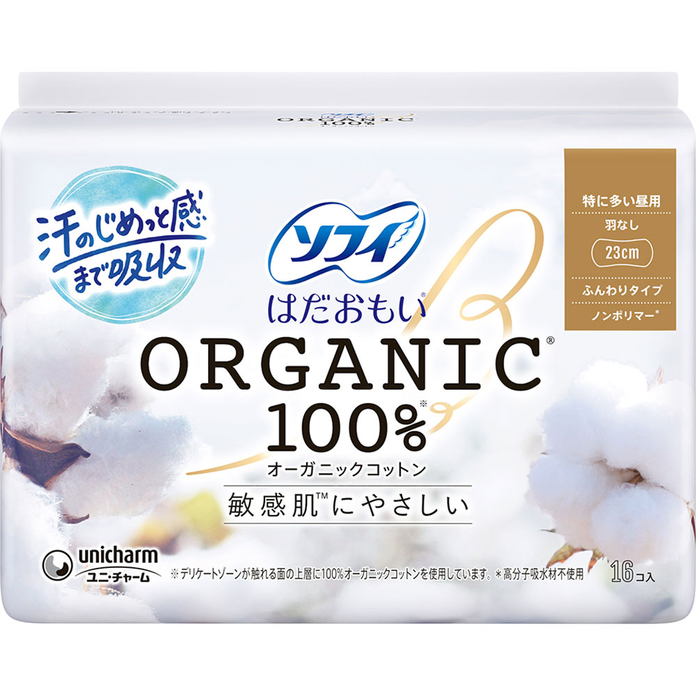 ソフィはだおもい　オ－ガニックコットン　羽なし １６枚 ユニ・チャーム (医薬部外品)