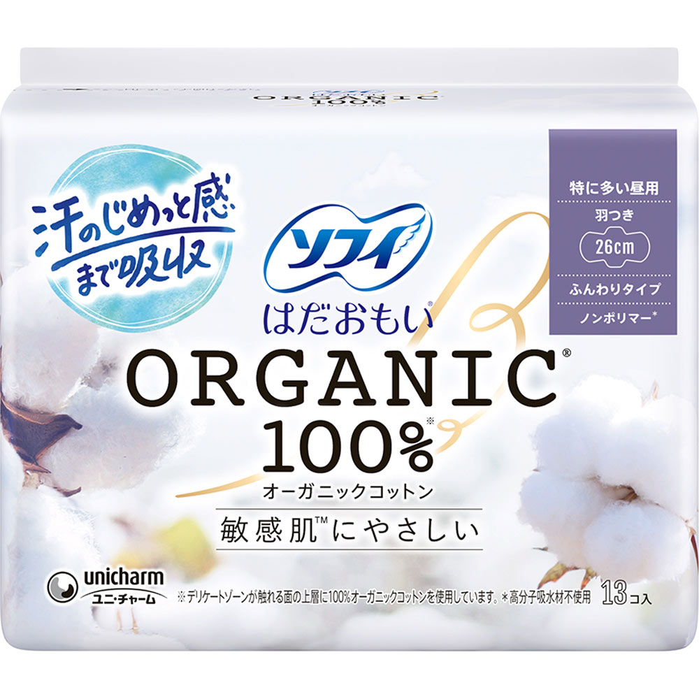 ソフィはだおもい　オ－ガニックコットン　羽つき２６０ １３枚 ユニ・チャーム (医薬部外品)