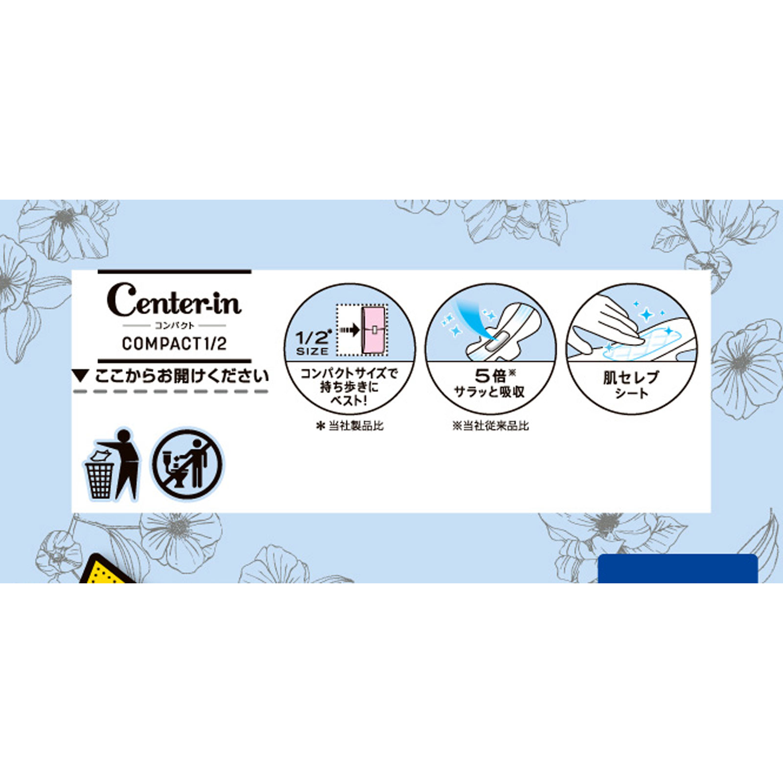 センターインコンパクト１／２　無香料　多い夜用 １２枚 ユニ・チャーム (医薬部外品)