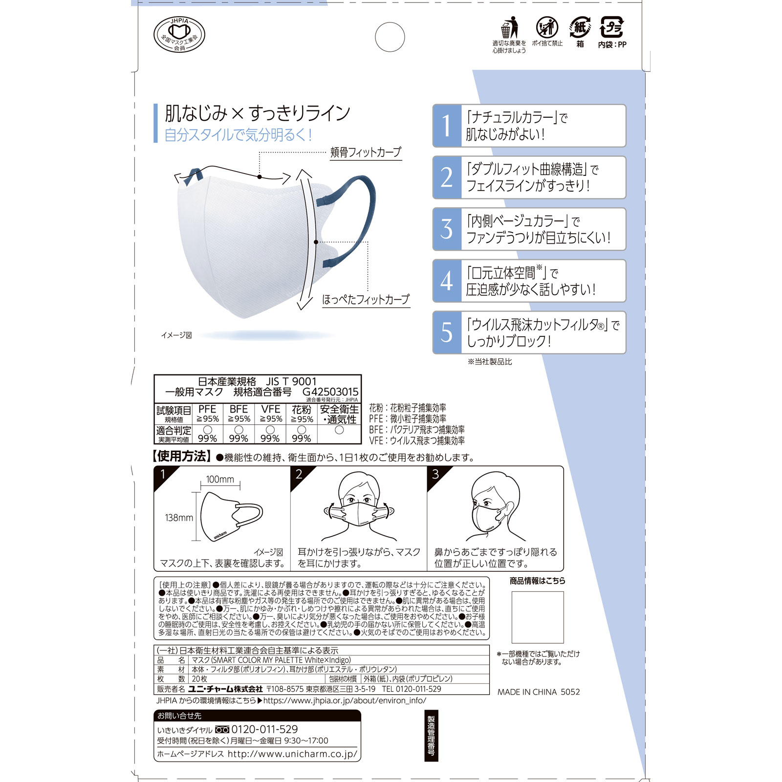 ＭＫ　超快適スマートカラーホワイト×インディゴ ２０枚 ユニ・チャーム