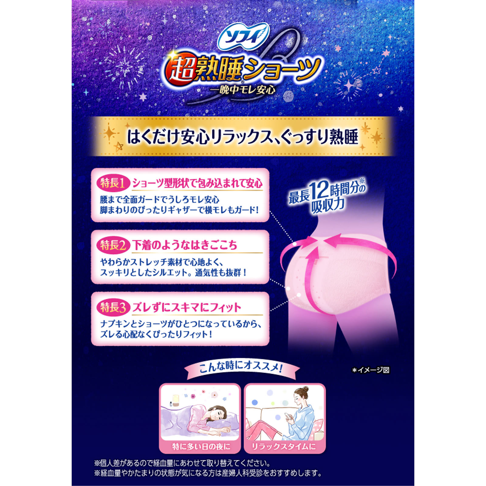 ソフィ　超熟睡　ショーツ　特に多い夜用　ＸＬ（生理用品　ナプキン） ４枚 ユニ・チャーム