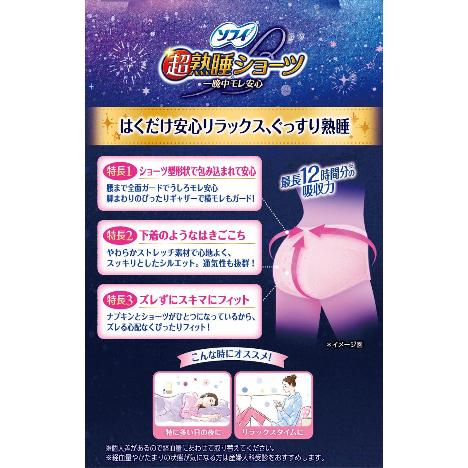 ソフィ　超熟睡　ショーツ　特に多い夜用　ＸＬ（生理用品　ナプキン） ４枚 ユニ・チャーム
