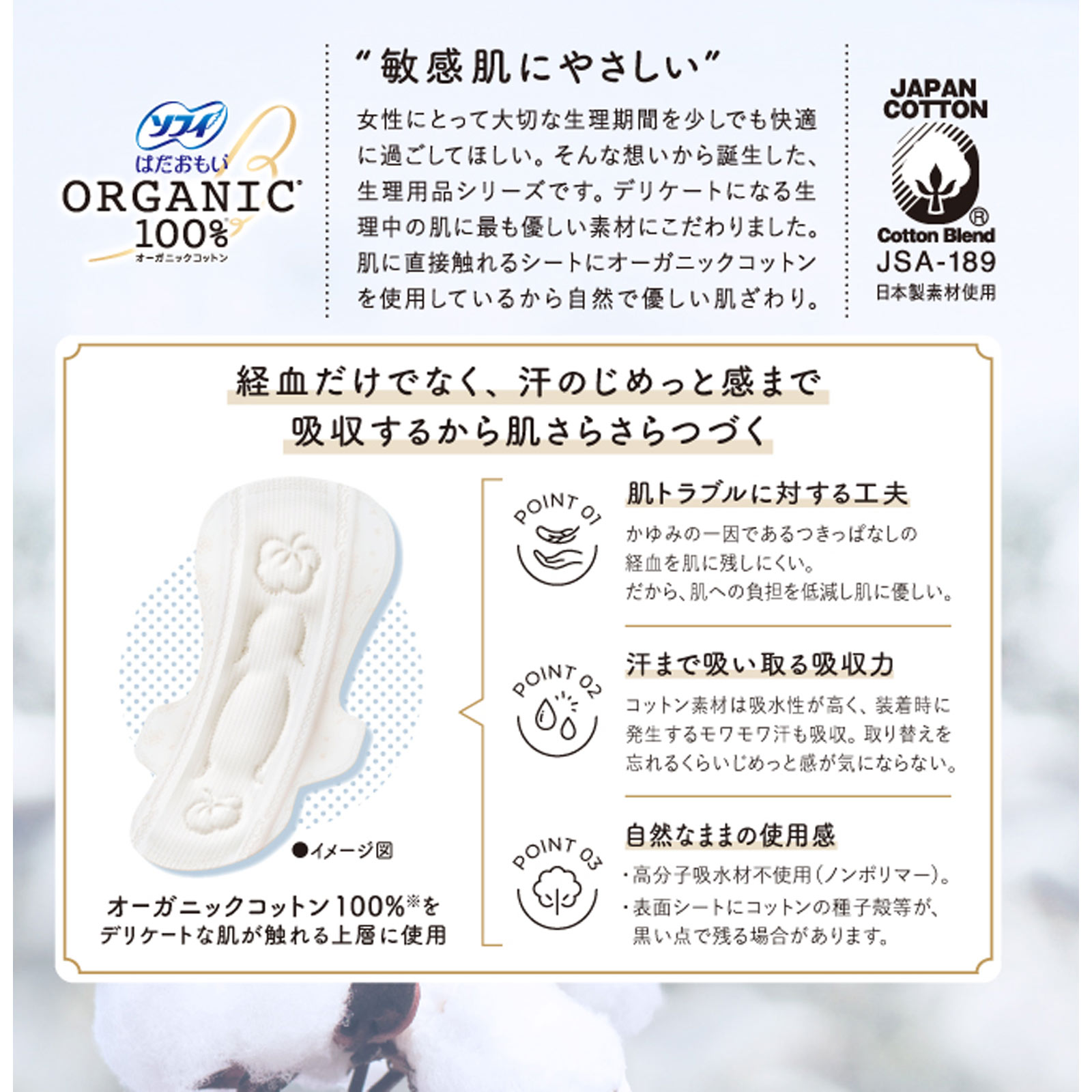 ソフィ はだおもい オ－ガニックコットン 多い夜用 ２９ｃｍ １０枚 ユニ・チャーム (医薬部外品)
