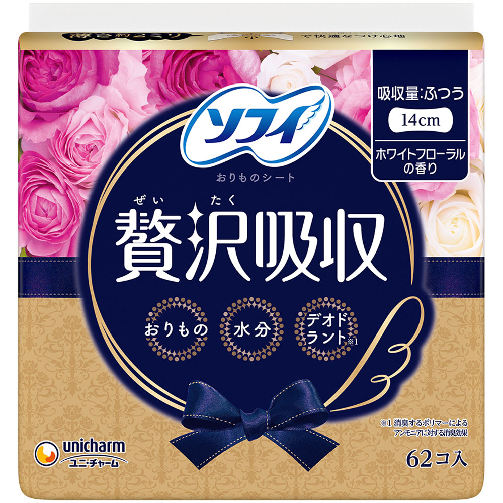 ソフィＫｉｙｏｒａ　贅沢吸収　ホワイトフロ－ラル ６２枚 ユニ・チャーム