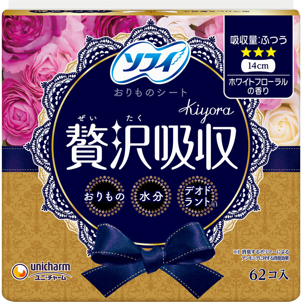 ソフィＫｉｙｏｒａ　贅沢吸収　ホワイトフロ－ラル ６２枚 ユニ・チャーム