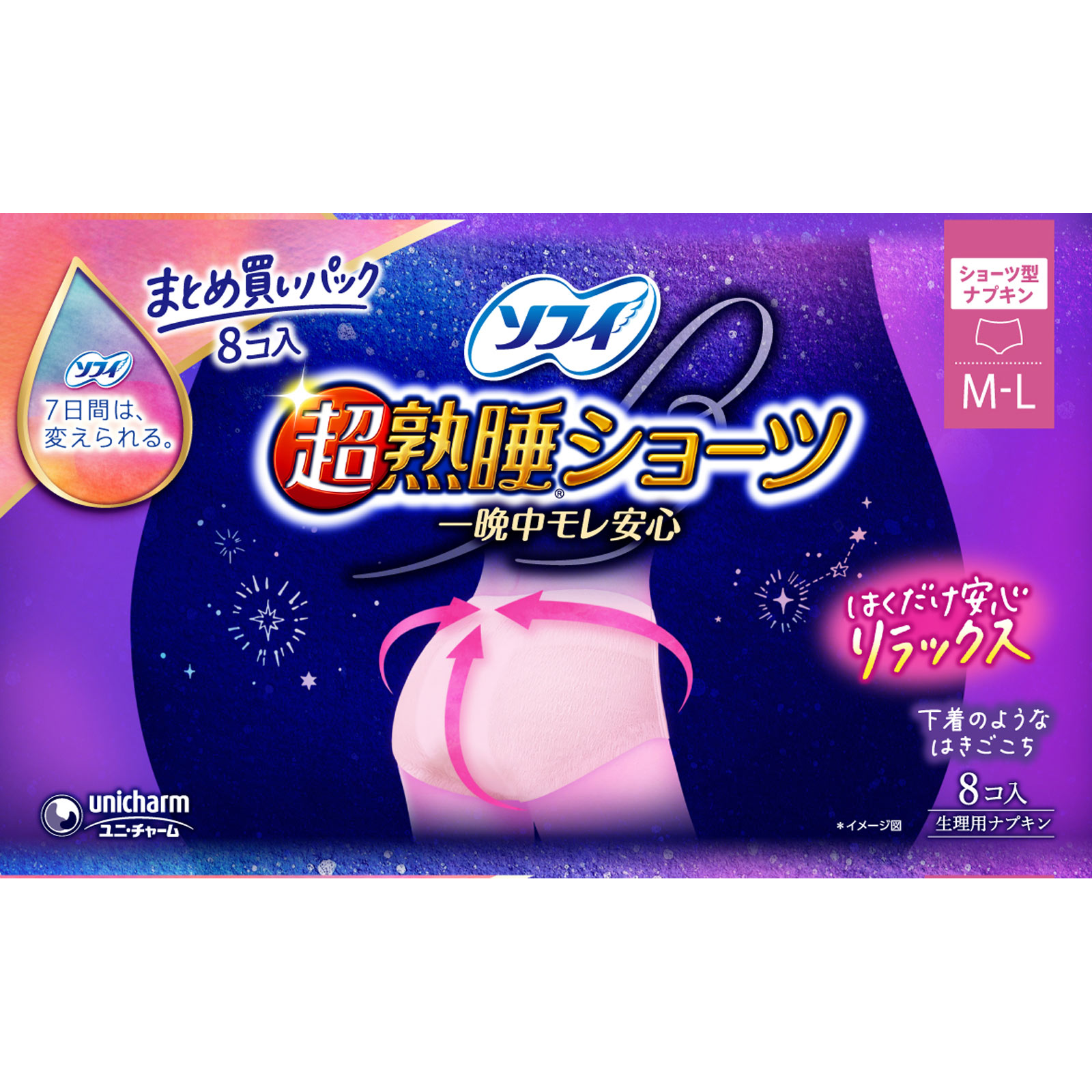 ソフィ超熟睡ショーツ ＭＬ ８枚 ユニ・チャーム (医薬部外品)