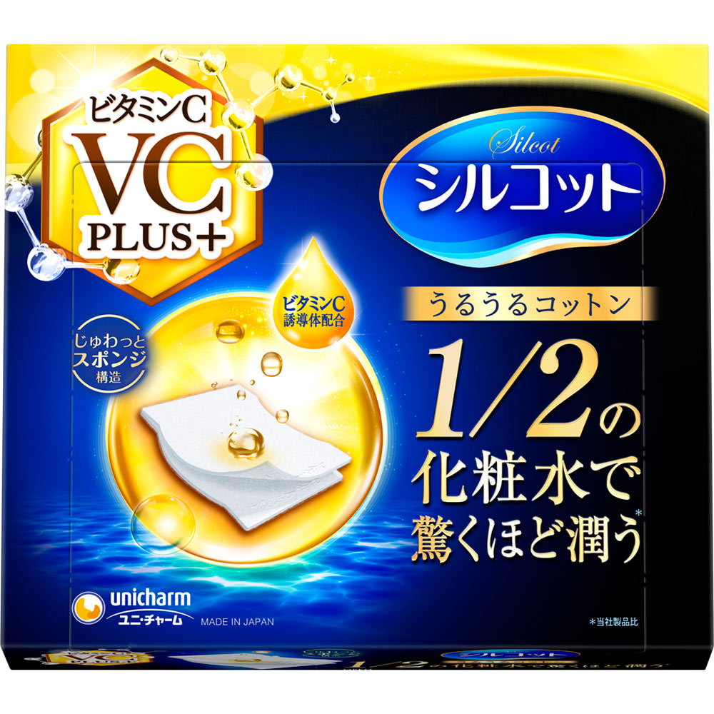 シルコット コットン うるうるコットン ビタミンＣ ＰＬＵＳ＋ じゅわっとスポンジ構造 ４０枚 ユニ・チャーム