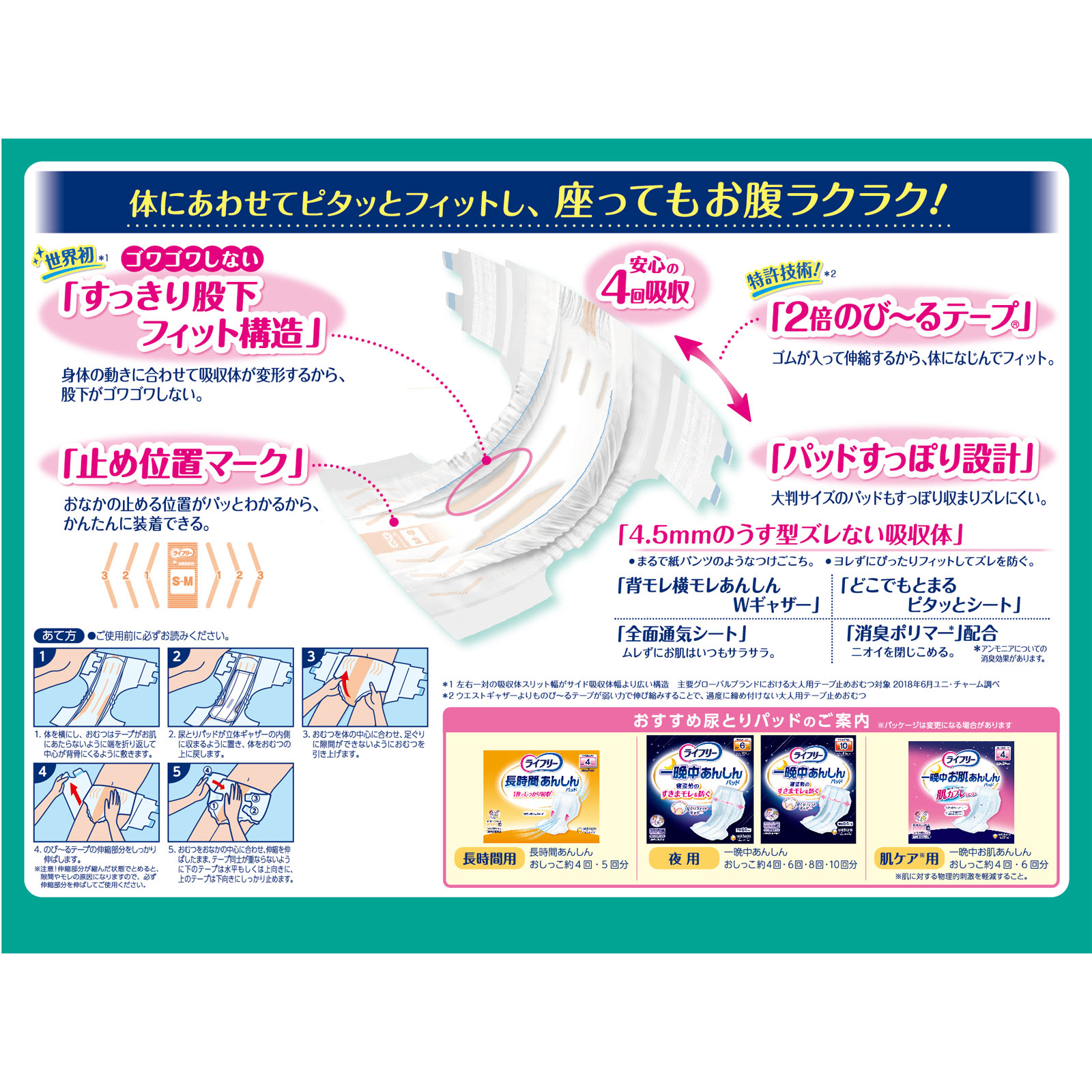 ライフリーのびーるフィットうす型安心テープSM | マツキヨココカラ