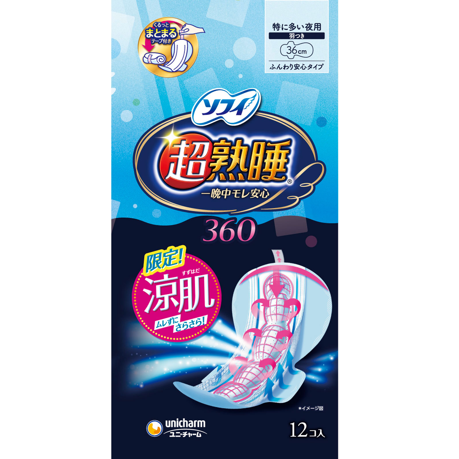 ソフィ超熟睡ガ－ド涼肌３６０ １２枚 ユニ・チャーム (医薬部外品)
