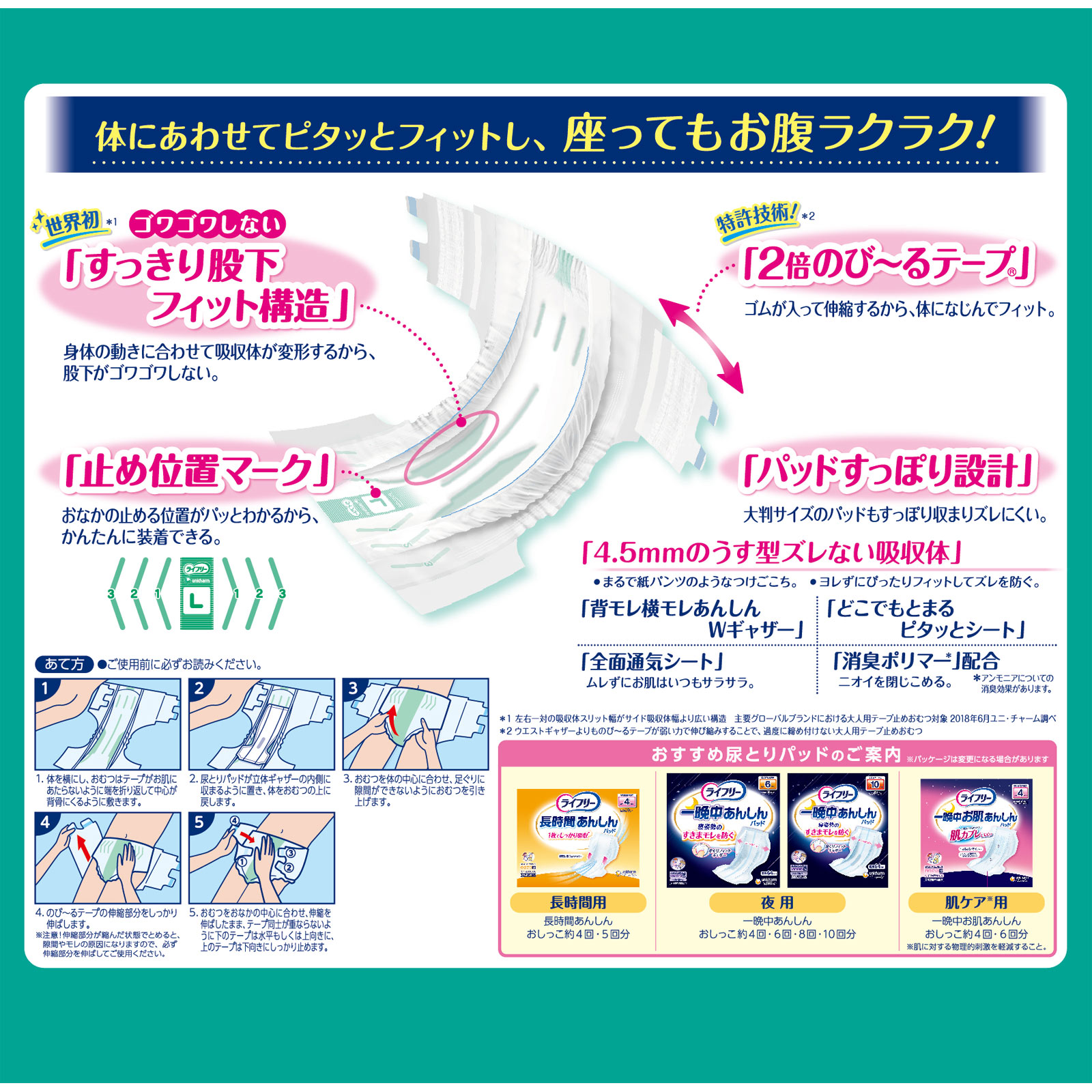 ライフリー のびーるフィットうす型軽快テープ止めL | マツキヨ