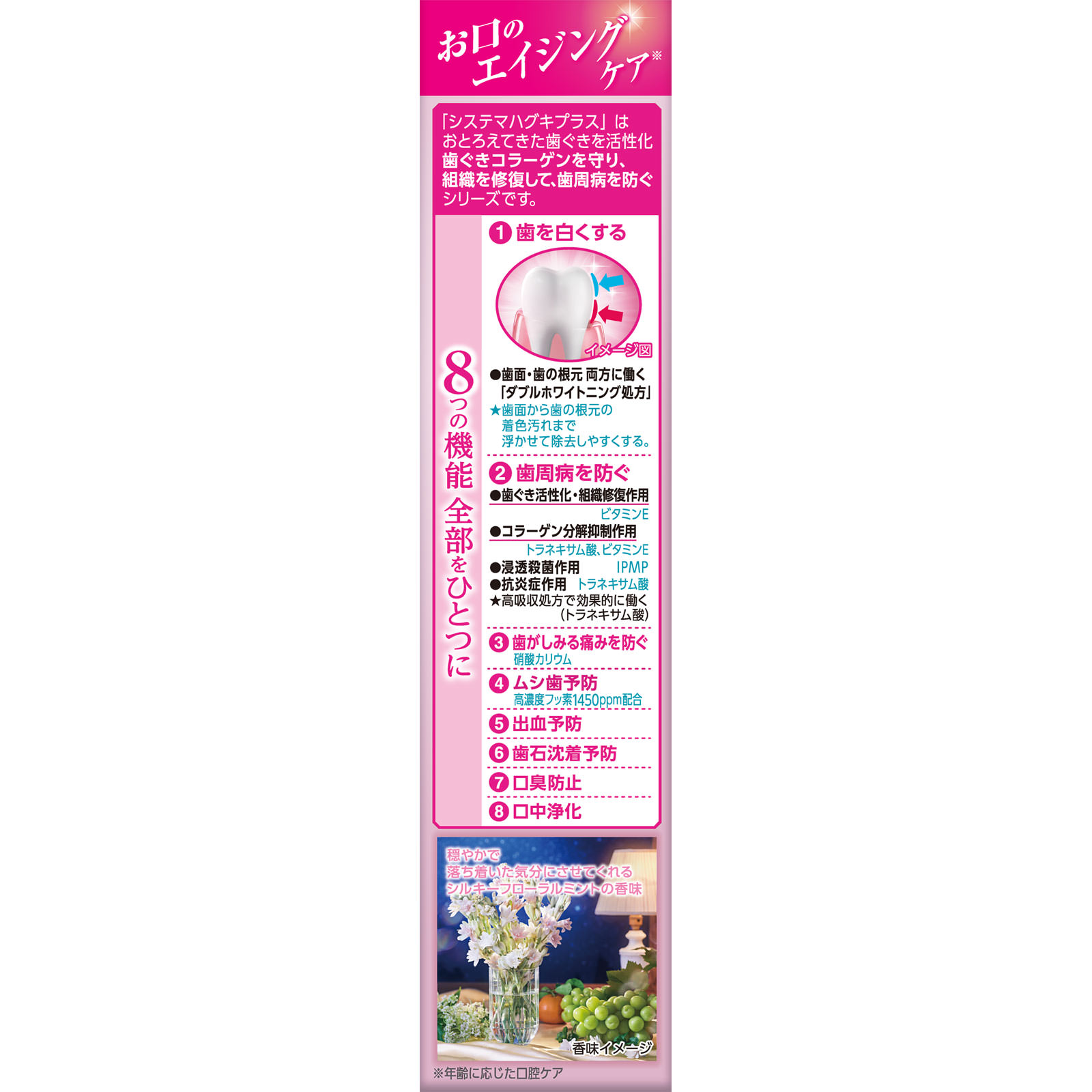 システマ ハグキプラス プレミアム ハミガキ よくばりな美白 シルキーフローラルミント 歯磨き粉 ９５ｇ ライオン (医薬部外品)