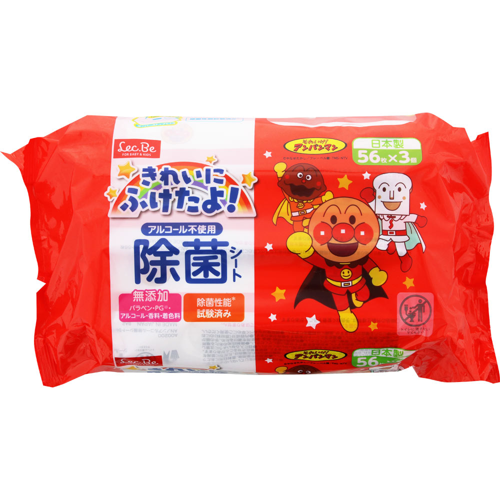 アンパンマン ノンアル除菌シート ５６枚３Ｐ レック