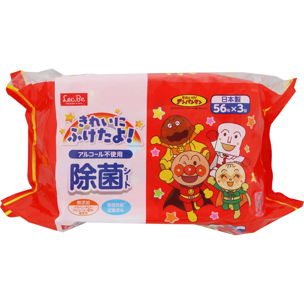 アンパンマンノンアルコール除菌シート ５６枚３Ｐ レック