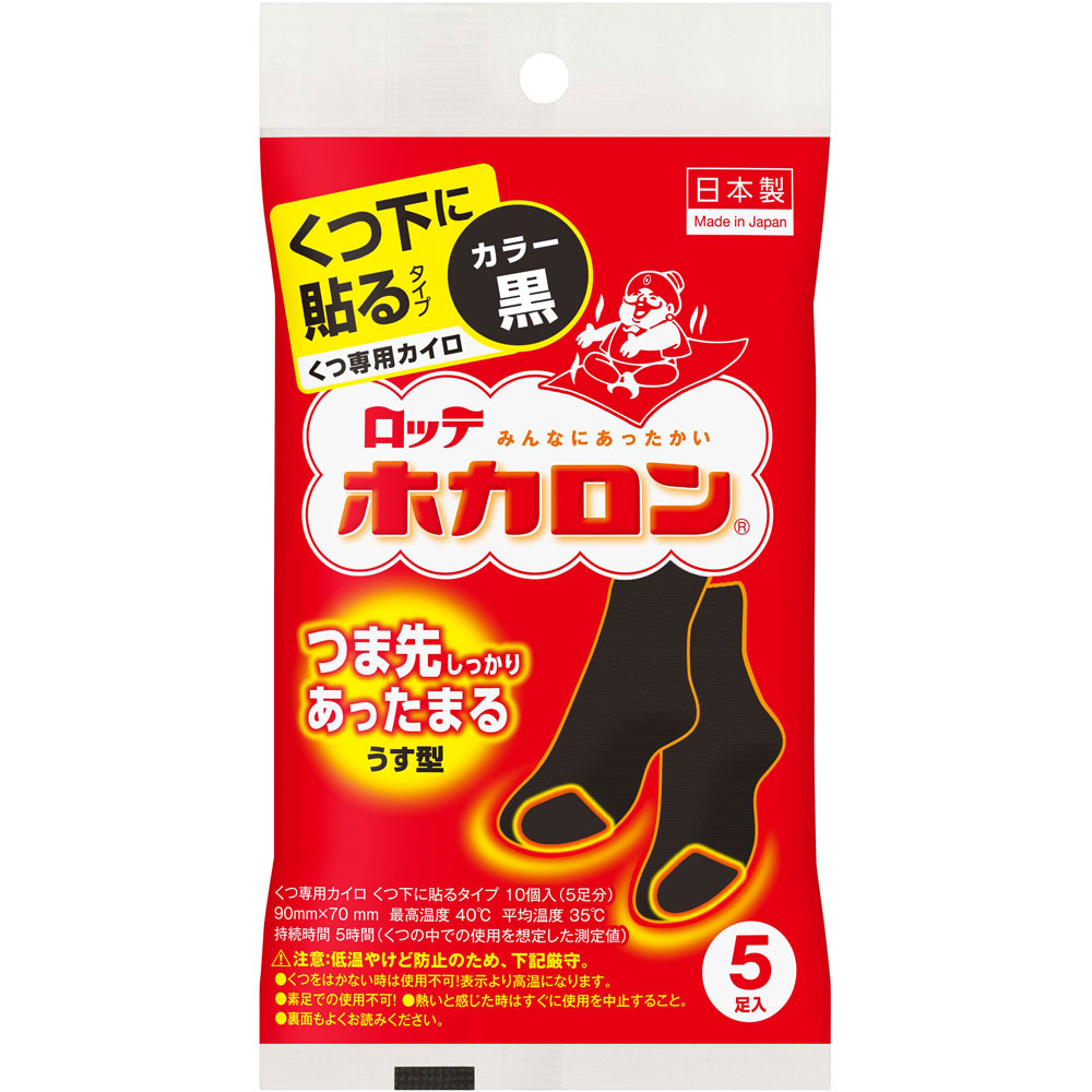 ホカロン 靴下に貼るタイプ 黒 ５個 ロッテ電子工業