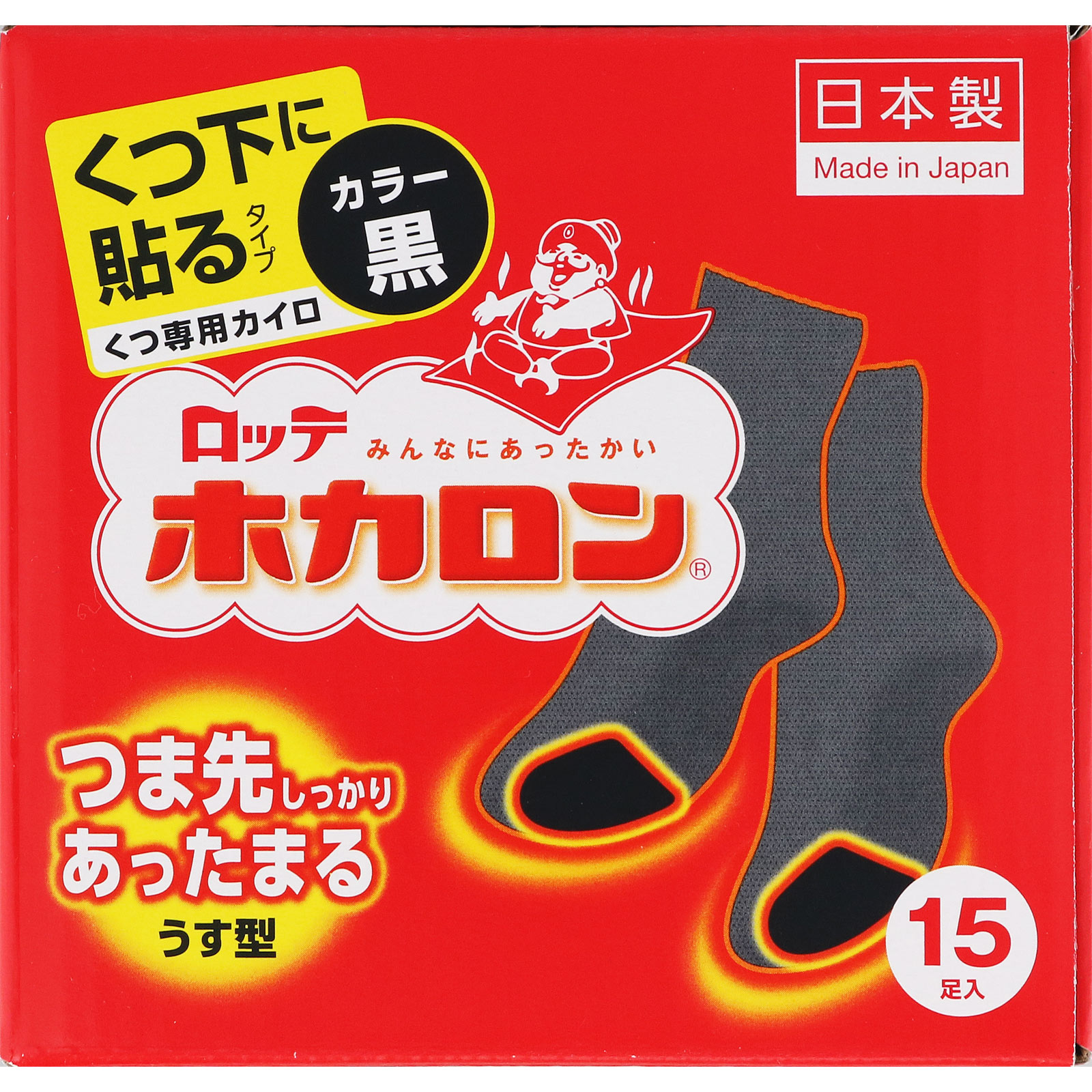 ホカロン 靴下に貼るタイプ 黒 １５個 ロッテ電子工業