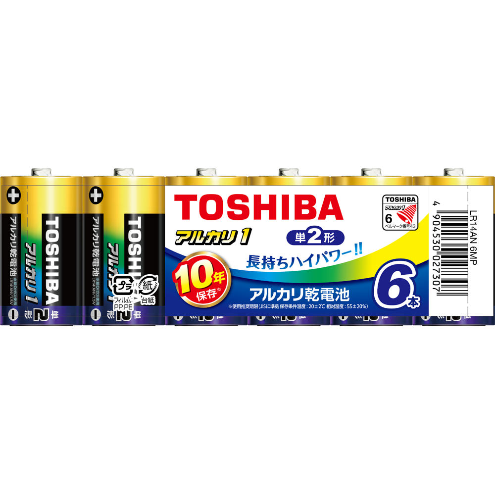 東芝 アルカリ１ 単２形 ６本 ＬＲ１４ＡＮ６ＭＰ 東芝電池
